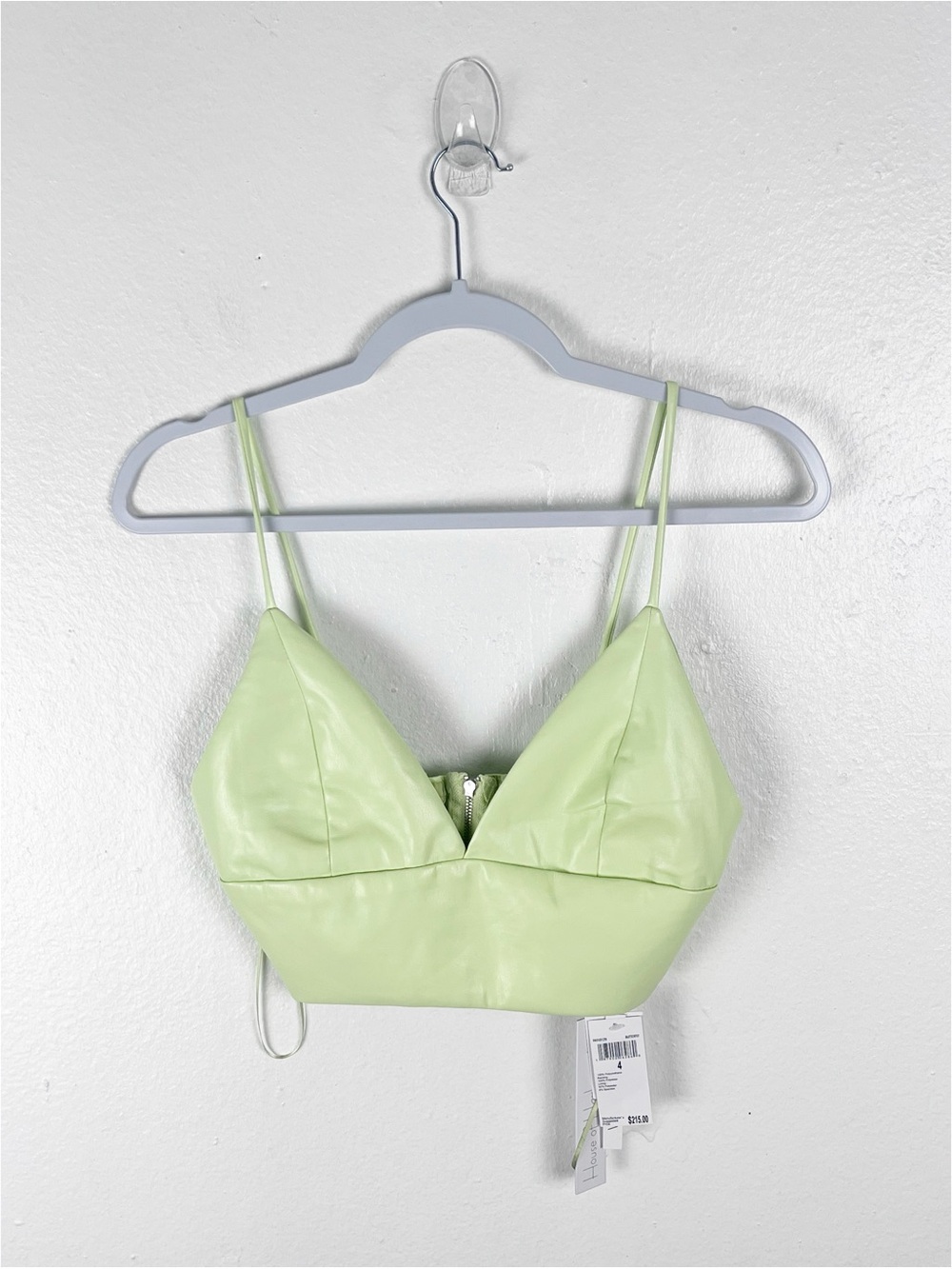 HOUSE OF HARLOW 1960 Lime Green Vegan Leather Smocked Back Crop Top Size 4 Boho